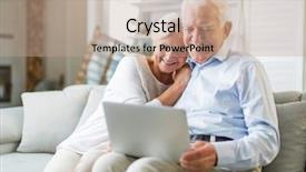  Presentation with relationship - Slide set having internet relationship - senior couple using laptop computer background and a coral colored foreground