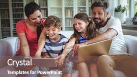  Presentation with smiling paramedic sitting in ambulance - Cool new presentation with internet relationship - smiling family sitting on sofa backdrop and a violet colored foreground