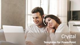  Presentation with theripist couch - Audience pleasing PPT layouts consisting of internet relationship - smiling young couple relaxing backdrop and a  colored foreground