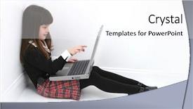  Presentation with internet safety - Colorful presentation theme enhanced with internet safety - beautiful little girl sitting backdrop and a white colored foreground