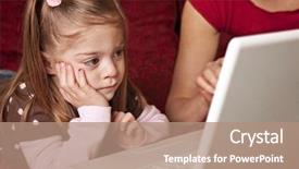  Presentation with internet safety - PPT layouts featuring internet safety - cute child using laptop computer background and a coral colored foreground