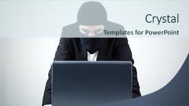  Presentation with internet safety - Cool new theme with internet safety - hacker stealing information backdrop and a sky blue colored foreground