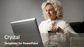  Presentation with internet safety - Presentation theme with internet safety - senior woman with credit card background and a gray colored foreground