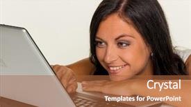  Presentation with internet safety - Colorful PPT theme enhanced with internet safety - young woman with a laptop backdrop and a red colored foreground