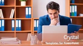  Presentation with flouride treatmnt in the dental office - PPT layouts with internet search leadership - young handsome businessman working background and a coral colored foreground