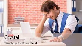  Presentation with employee - Amazing PPT layouts having internet search leadership - young handsome employee working backdrop and a  colored foreground