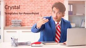  Presentation with employee working in industry - Audience pleasing theme consisting of internet search leadership - young handsome employee working backdrop and a coral colored foreground