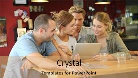  Presentation with lounge - PPT theme having internet shopping - students in campus lounge websurfing background and a  colored foreground