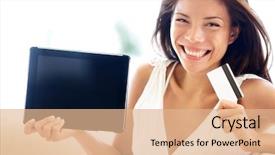  Presentation with cashback online shopping - Slides with internet shopping woman online background and a coral colored foreground