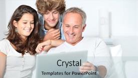  Presentation with teen - Audience pleasing PPT layouts consisting of internet teen - family at home with laptop backdrop and a  colored foreground