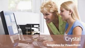  Presentation with computer science google crawler - Cool new slide set with internet teen - mother and daughter using home backdrop and a  colored foreground