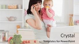  Presentation with good - Beautiful slides featuring internet telephone - good looking brunette woman backdrop and a lemonade colored foreground