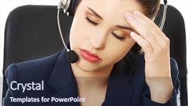  Presentation with support - Slides enhanced with internet telephone - portrait of anoyed support phone background and a  colored foreground