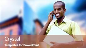  Presentation with young man holdng laptop on lap money - Presentation theme enhanced with internet telephone - young happy man or student background and a  colored foreground