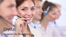  Presentation with doctor office call center - Audience pleasing slides consisting of internet telephony - attractive smiling positive young businesspeople backdrop and a  colored foreground