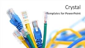  Presentation with cables - Colorful PPT layouts enhanced with internet telephony - bunch of eithernet cables backdrop and a  colored foreground