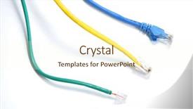  Presentation with wires and cables - PPT layouts featuring internet telephony - bunch of eithernet cables background and a  colored foreground