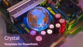  Presentation with printed circuit board - Presentation theme with internet things - electronic printed circuit board background and a tawny brown colored foreground