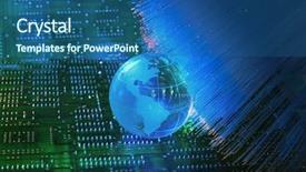  Presentation with printed circuit board - PPT layouts consisting of internet things - electronic printed circuit board background and a ocean colored foreground