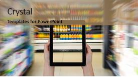  Presentation with products supermarket - Slide set having internetproduct - cropped hands photographing products background and a coral colored foreground