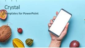  Presentation with tropical fruit and vegetable - Slides enhanced with internetproduct - variety of tropical fruits background and a cool aqua colored foreground