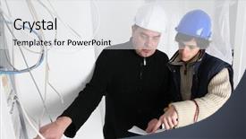  Presentation with electrician - Slide set consisting of interns business - electrician and apprentice background and a white colored foreground