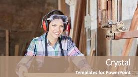  Presentation with apprenticeship - Slides featuring interns internships - woman as carpenter during apprenticeship background and a coral colored foreground