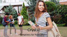  Presentation with cute - Theme enhanced with internship - happy cute young woman student background and a coral colored foreground