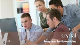  Presentation with course - Presentation consisting of internship - students in digital design training background and a violet colored foreground