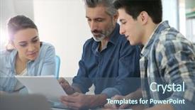  Presentation with trainer - Presentation consisting of internship - students with trainer working background and a ocean colored foreground