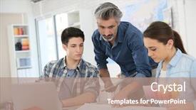  Presentation with internship - Presentation theme featuring internship - teacher with students in architecture background and a coral colored foreground