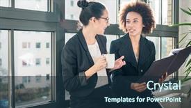  Presentation with internship - Amazing slide set having internship - two young female colleagues reviewing backdrop and a navy blue colored foreground