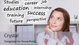  Presentation with internship - Amazing theme having internship - young woman at her desk backdrop and a light gray colored foreground