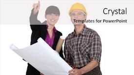  Presentation with builder - Colorful PPT theme enhanced with internship engineer - architect and builder backdrop and a  colored foreground