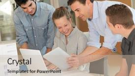  Presentation with electronic engineer - Colorful slides enhanced with internship engineer - educator with students in architecture backdrop and a soft green colored foreground