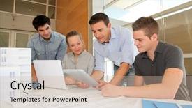  Presentation with electronic engineer - Slides featuring internship engineer - educator with students in architecture background and a soft green colored foreground