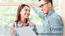  Presentation with employee - Amazing slide deck having internship report - skilled employee smiling while supervising backdrop and a light blue colored foreground
