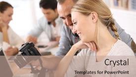  Presentation with internship - Slide deck having internship report - students in photography working together background and a coral colored foreground