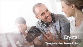  Presentation with internship - Cool new slide set with internship report - students in photography working together backdrop and a violet colored foreground