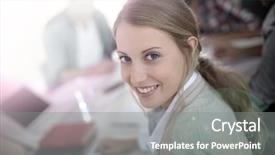  Presentation with class - PPT theme enhanced with internship school - portrait of beautiful girl background and a gray colored foreground