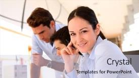  Presentation with internship - Audience pleasing presentation theme consisting of internship school - students in business training backdrop and a lemonade colored foreground