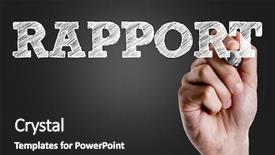  Presentation with interpersonal communication - Beautiful theme featuring interpersonal communication - hand writing the text rapport backdrop and a dark gray colored foreground