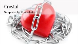  Presentation with interpersonal relationship - Presentation design featuring interpersonal relationship - heart shape with metal chain background and a sky blue colored foreground