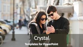  Presentation with happy image - Audience pleasing presentation consisting of interpersonal relationship - image of happy young woman backdrop and a tawny brown colored foreground