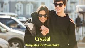  Presentation with lady - Presentation design enhanced with interpersonal relationship - image of young lady walking background and a  colored foreground