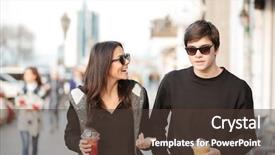  Presentation with lady - Slide set featuring interpersonal relationship - photo of smiling young lady background and a tawny brown colored foreground