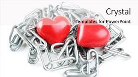  Presentation with silver metal red - Colorful presentation design enhanced with interpersonal relationship - two red hearts with metal backdrop and a white colored foreground