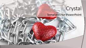 Presentation with metal manufacturer red - Slide set enhanced with interpersonal relationship - two red hearts with metal background and a light gray colored foreground