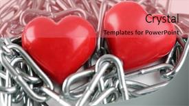  Presentation with metal manufacturer red - PPT theme having interpersonal relationship - two red hearts with metal background and a coral colored foreground