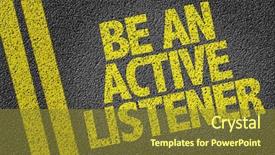  Presentation with interpersonal - PPT theme consisting of interpersonal skills - be an active listener background and a gold colored foreground